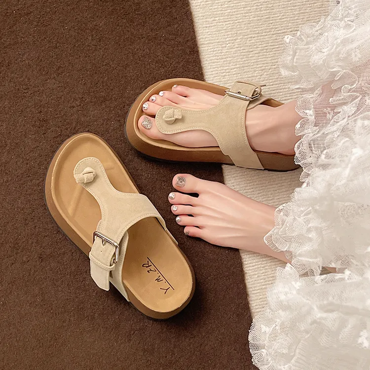 松糕厚底夹趾人字拖外穿女2025年夏新款复古小个子沙滩罗马凉鞋女