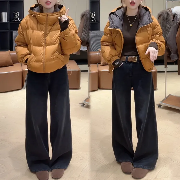 长袖棉服上衣时尚休闲阔腿裤套装复古色调日常2025时尚套装