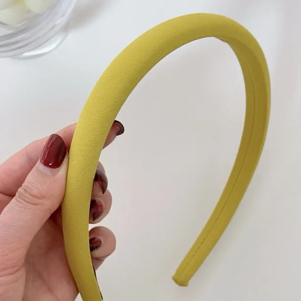 好显白～简约奶油黄色细款发箍女高颅顶百搭发卡外出压发头箍发饰
