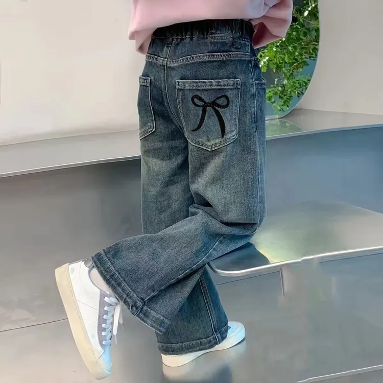 女童裤子春秋装新款洋气女孩中小童牛仔裤秋季时髦儿童春秋喇叭裤