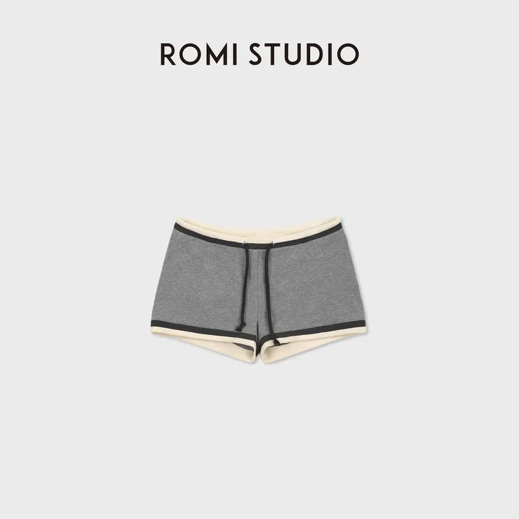 ROMI STUDIO复古运动感双层撞色罗纹腰头弹力棉短裤 RWDRX62682
