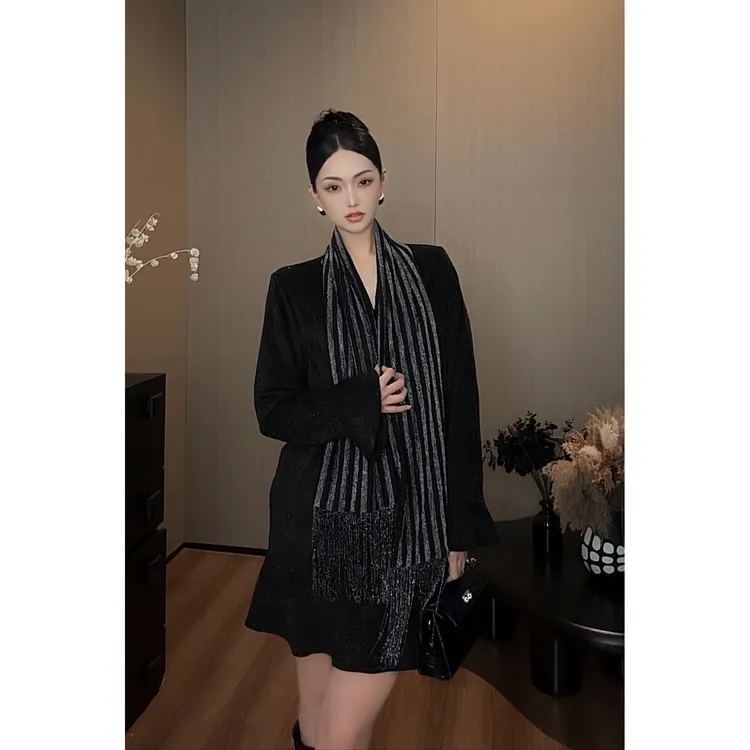 紫紫  暗银流动  三季百搭鱼尾摆连衣裙ZC08LZHJ236