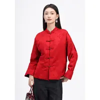 矝羽轩JINYU矜羽【洛神】双面穿蚕丝冠乐皱红双白色新中式外套