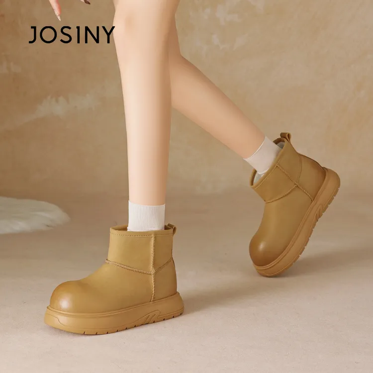 卓诗尼厚底大黄靴女2025新款冬季雪地靴加绒加厚棉鞋防水防滑靴子