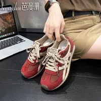 芭漫珊品牌阿甘鞋女新款透气时尚休闲鞋跑步运动鞋百搭秀气显脚小