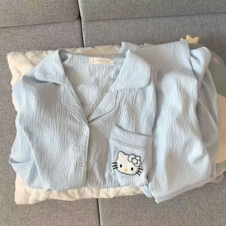 【长袖云朵细纱绵】秋天可爱卡通小狗睡衣套装女士春秋家居服套装
