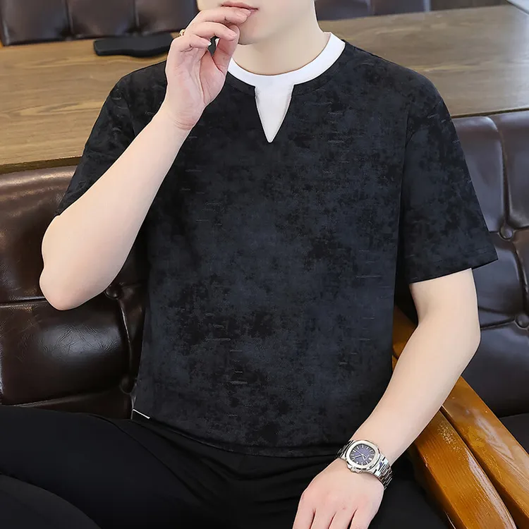 短袖青年男士夏季彩棉扎染T恤百搭透气薄款韩版夏季美式短袖t恤男