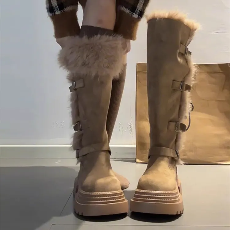 好看厚底雪地靴女加厚长筒靴女2025新款冬季加绒小个子时装靴棉鞋