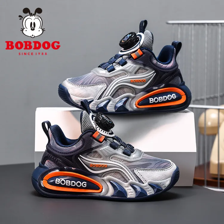 巴布豆男童鞋儿童运动鞋春秋新款防水皮面中大童学生减震超轻跑鞋