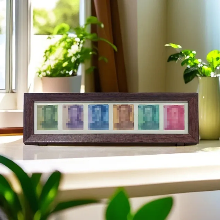 胡桃色六行人DIY纪念币摆件制作增运多金相框人民币大好河山相框