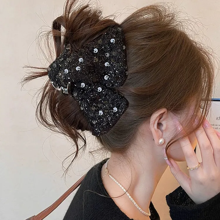 气质亮片三角抓夹女高级感鲨鱼夹后脑勺盘发夹2025新款发量大发饰