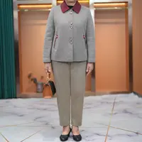 210斤大码胖妈妈装加肥翻领针织排扣外套秋季中老年洋气休闲上衣