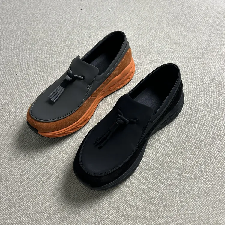 一脚蹬厚底慢跑鞋套脚户外休闲皮鞋男运动乐福鞋休闲鞋增高徒步