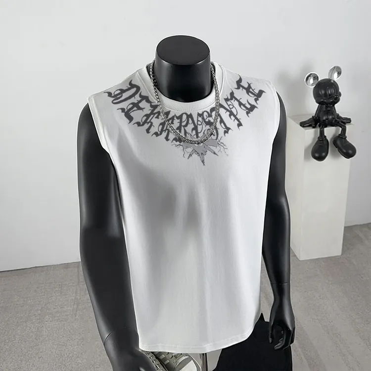 jtrt潮牌炸街创意印花无袖背心男青年夏痞帅休闲百搭宽松坎肩上衣