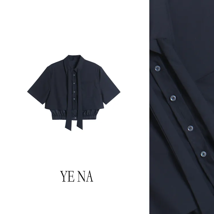 【熹悠】欧韩新款潮流酷飒小众设计感宽松显瘦短款衬衫外套SY354