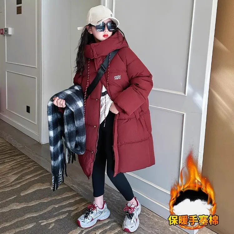 女童冬季棉服2024新款6-12岁15岁中大童女孩加厚保暖中长款外套潮