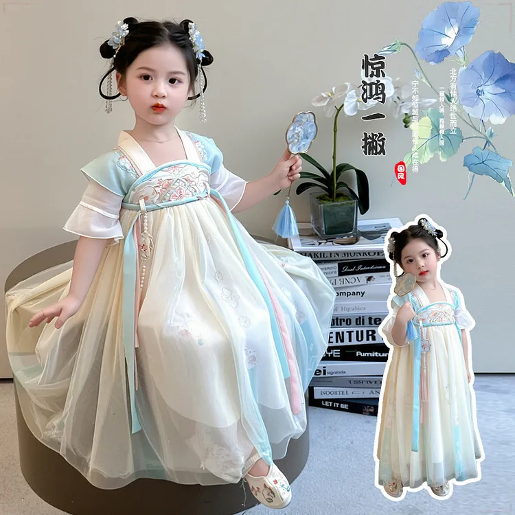 戴维贝拉【断码】夏季2025新款儿童中式国风夏款公主裙女孩古风裙子