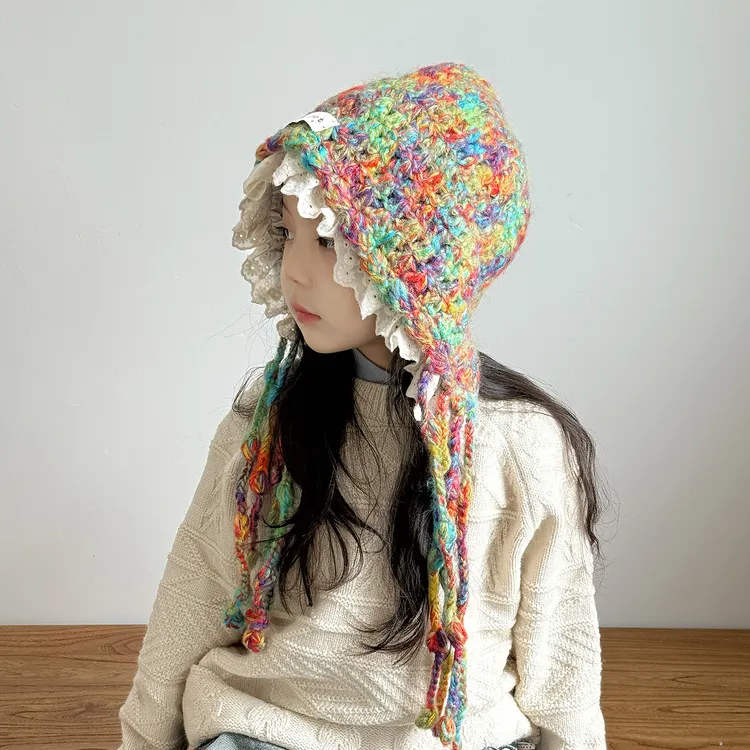 女童帽子秋冬季儿童针织帽保暖防寒韩系女孩户外毛线帽韩系冬天帽