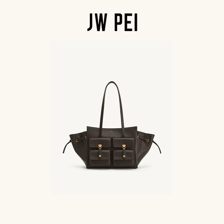 JW PEI口袋手提包Linda机车托特包女大容量通勤单肩腋下包包8T001