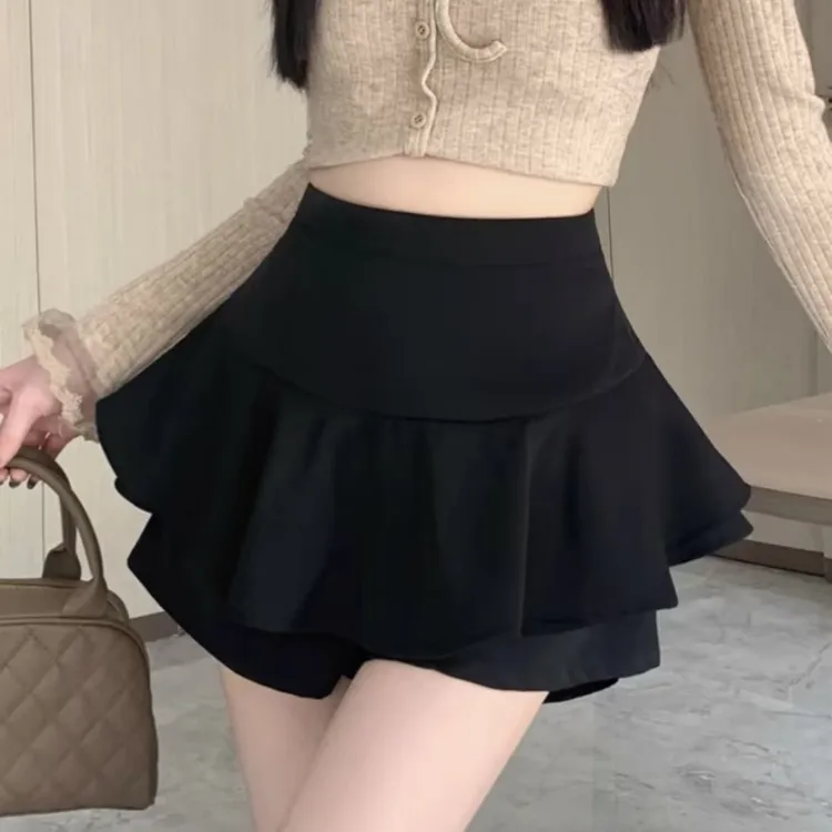 黑色半身裙女春夏2025新款蛋糕裙短裙高腰显瘦A字裙裤裙蓬蓬伞裙