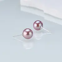 绝绝紫耳钉｜淡水珍珠正圆紫色S925银耳饰8～9mm多样发一 FE0137 