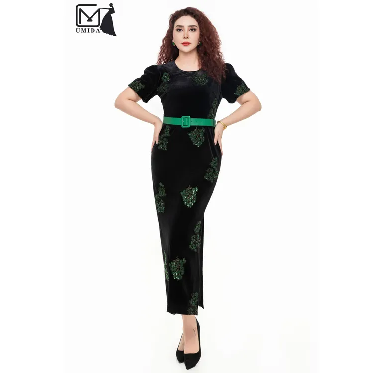 【UMIDA】2025新款气质侧开叉优雅连衣裙