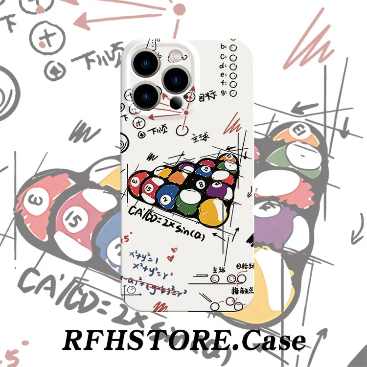 ZMGX创意涂鸦台球适用苹果16pro菲林手机壳华为P70vivo小米13oppo