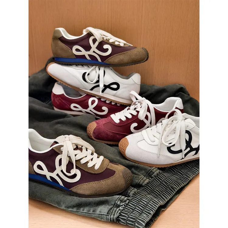 A美洋MEIYANG 都市剧德训鞋 拼接圆头简约百搭撞色平底运动休闲鞋