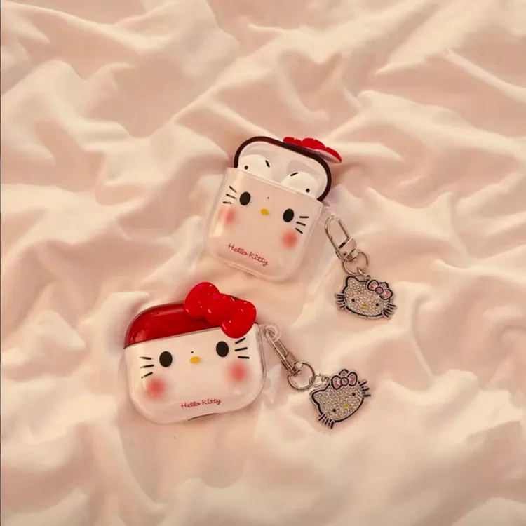 日韩蝴蝶结可爱KT猫适用苹果AirPods4代苹果无线蓝牙耳机套pro3代