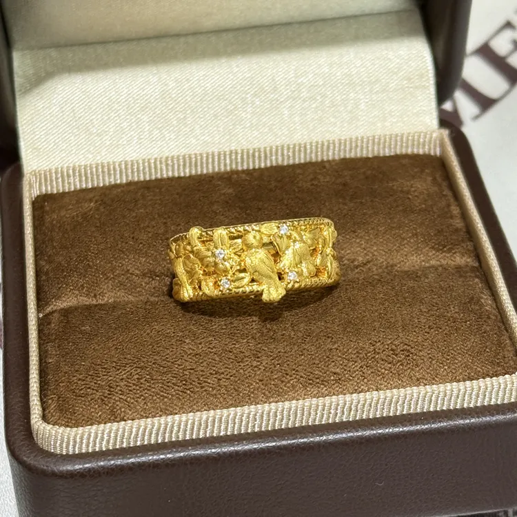 足金999喜鹊登梅戒指送女生圣诞礼物