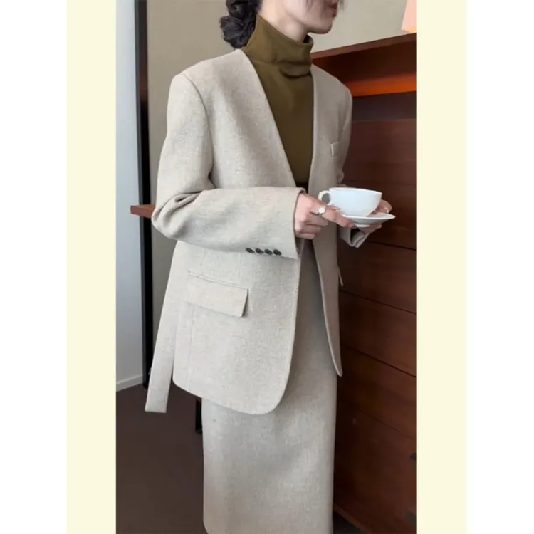 秋季新款出席重要场合的穿搭小香风休闲职业西装外套半身裙套装女