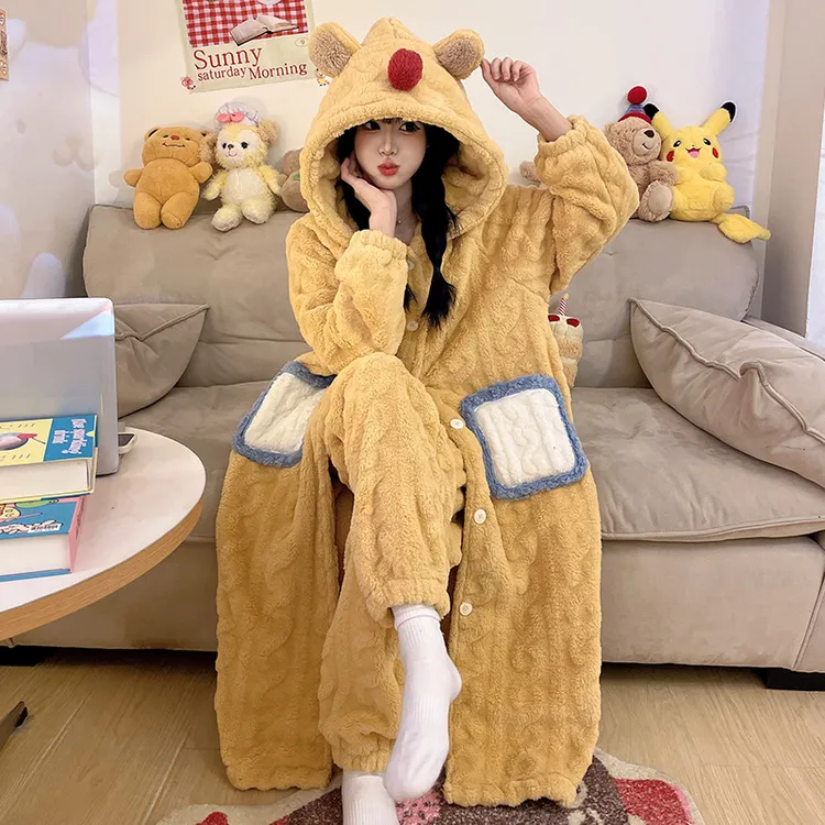 珊瑚绒睡衣女秋冬季睡袍加厚加绒爆款2025新款法兰毛绒浴袍家居服