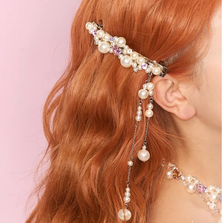 PARANOID PUPPY《绫》两戴法长款流苏婚礼造型发夹女轻奢高级感边夹