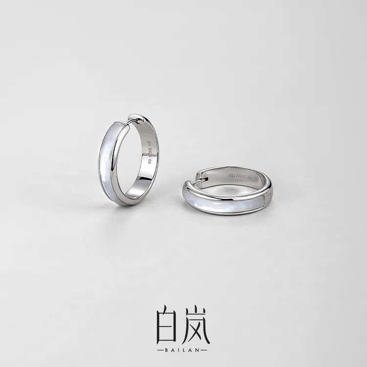 白岚大白贝耳圈925银女耳环高级轻奢饰品小众设计高级感ED4403商品图
