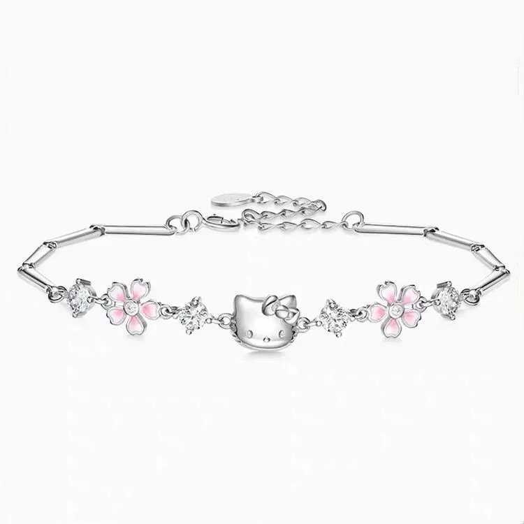 925银手链 手链女S925银粉色  HelloKittyins  甜美轻奢 生日礼物