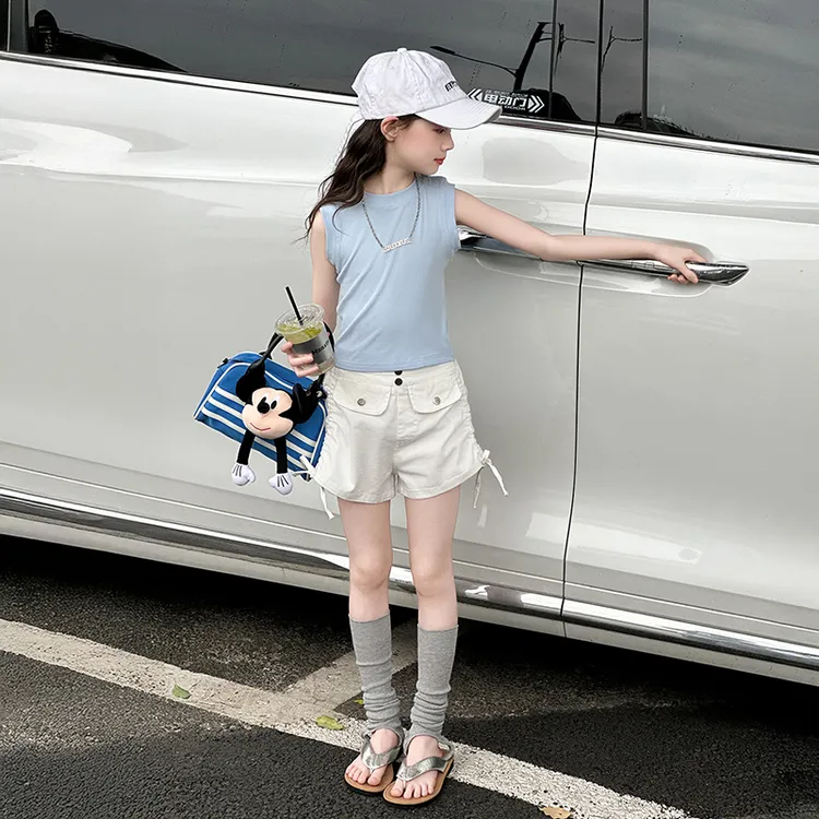女童洋气套装夏季2025新款小女孩夏装薄款背心儿童休闲短裤两件套