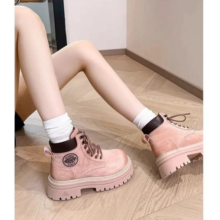 爆款厚底马丁靴女款2025新款秋冬复古小个子秋天马丁靴复古马丁靴