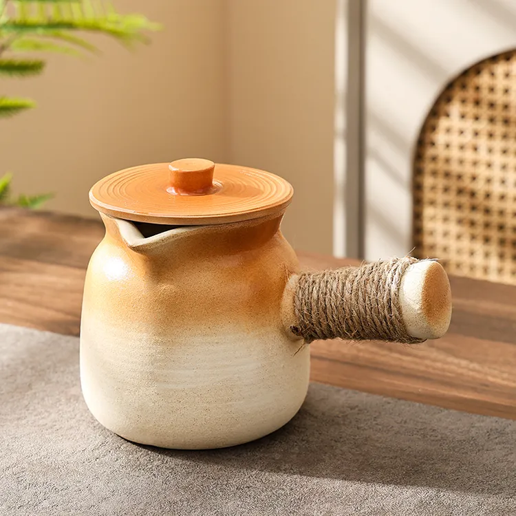 明火干烧烤奶罐大壶侧把煮茶旅行围炉专用套装陶壶大容量家用带盖