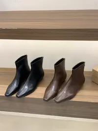 百搭CP！韩系短靴女后拉链方头时装靴子1888-8/B12