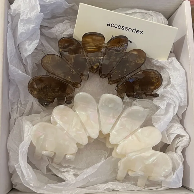 醋酸抓夹半圆大花瓣2024新款后脑勺盘发超仙气质合镀层发饰