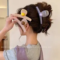 木子秋清爽夏日手绘线条撞色珠珠盘发抓夹高级感气质时尚甜美发夹