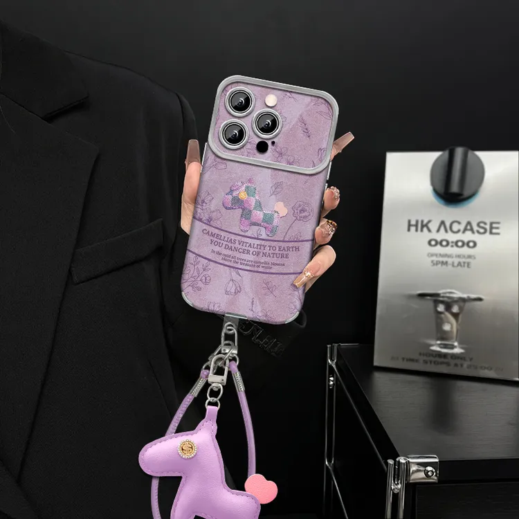 适用于【苹果/oppo/华为/vivo/小米】电镀大视窗紫色小马防摔手机壳