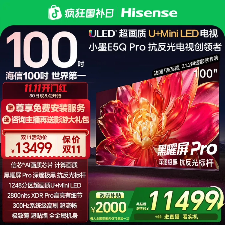 【海信】海信小墨E5Q Pro 100英寸 超画质U+MiniLED 电视机