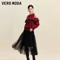Vero Moda连衣裙【鸿运】秋冬新款蝴蝶结针织衫长裙真两件325446006