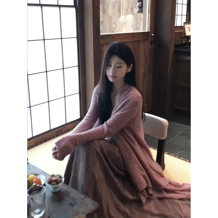 MARIE.COCO秋季新款慵懒风软糯针织衫外套上衣温柔A字半身裙套装
