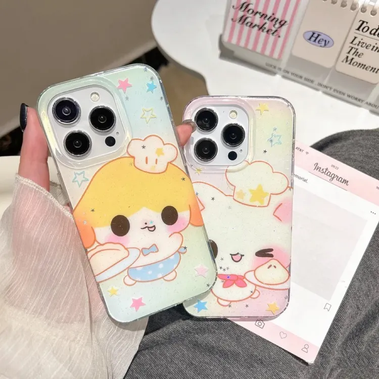 IMD可爱卡通厨师棉花糖猫咪小狗手机壳适用于苹果16/15/14promax