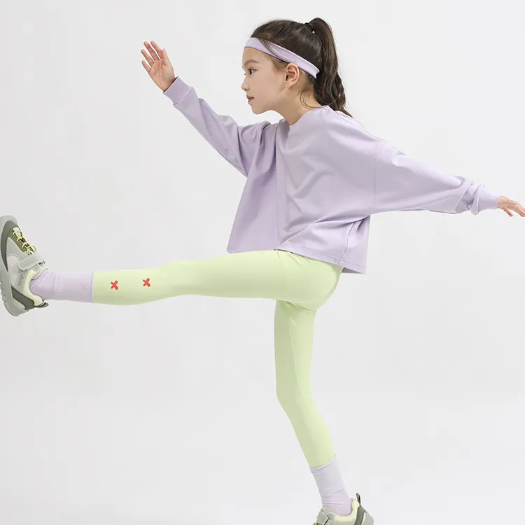 boxbox童装儿童户外运动莫代尔短款长袖T恤女童2025春秋新款上衣