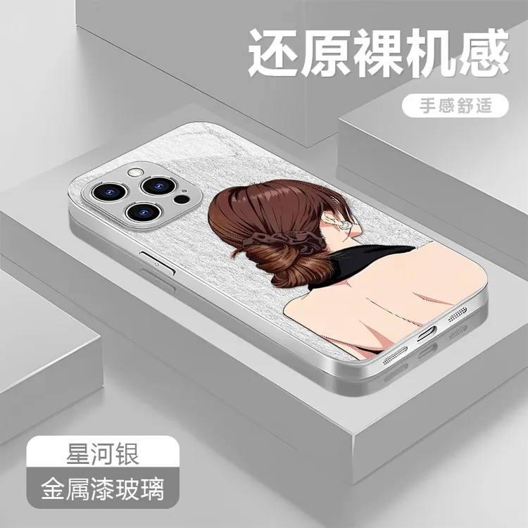 丸子头适用苹果17/16华为P70/vivo/oppo金属漆玻璃防摔手机壳女款
