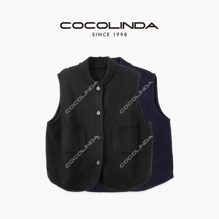 COCOLINDA | 100%棉亨利领重工经典复古马甲V5371