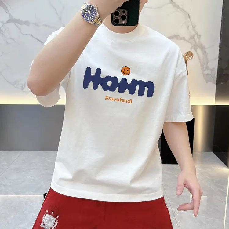 2025春季新款潮牌纯棉短袖T恤男士潮流休闲夏季百搭印花圆领t半袖